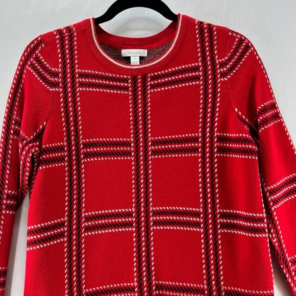 Charter Club Plaid Sweater Womens PM Crewneck Pullover Long Sleeve Holiday Red - Picture 4 of 12